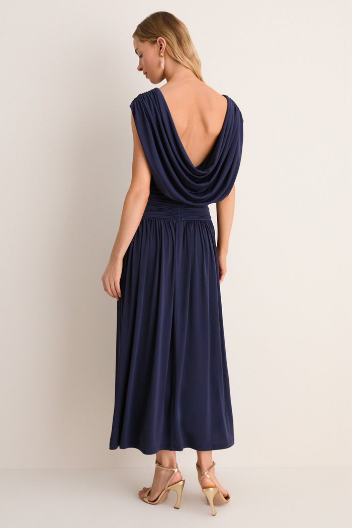 Navy Crepe Jersey Luciana Dress