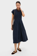 Navy Imogen Solid Midi Dress