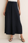 Navy Linen Wide Leg Enzo Pant