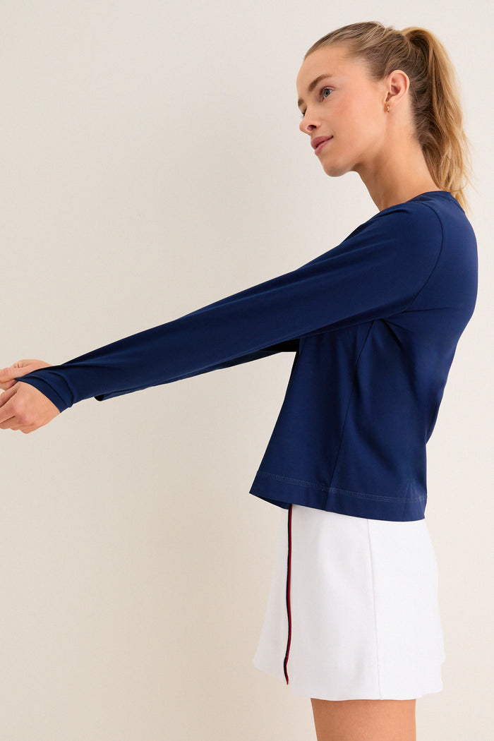 Navy Long Sleeve Performance Cotton Sasha Tee
