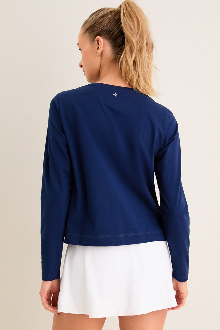 Navy Long Sleeve Performance Cotton Sasha Tee