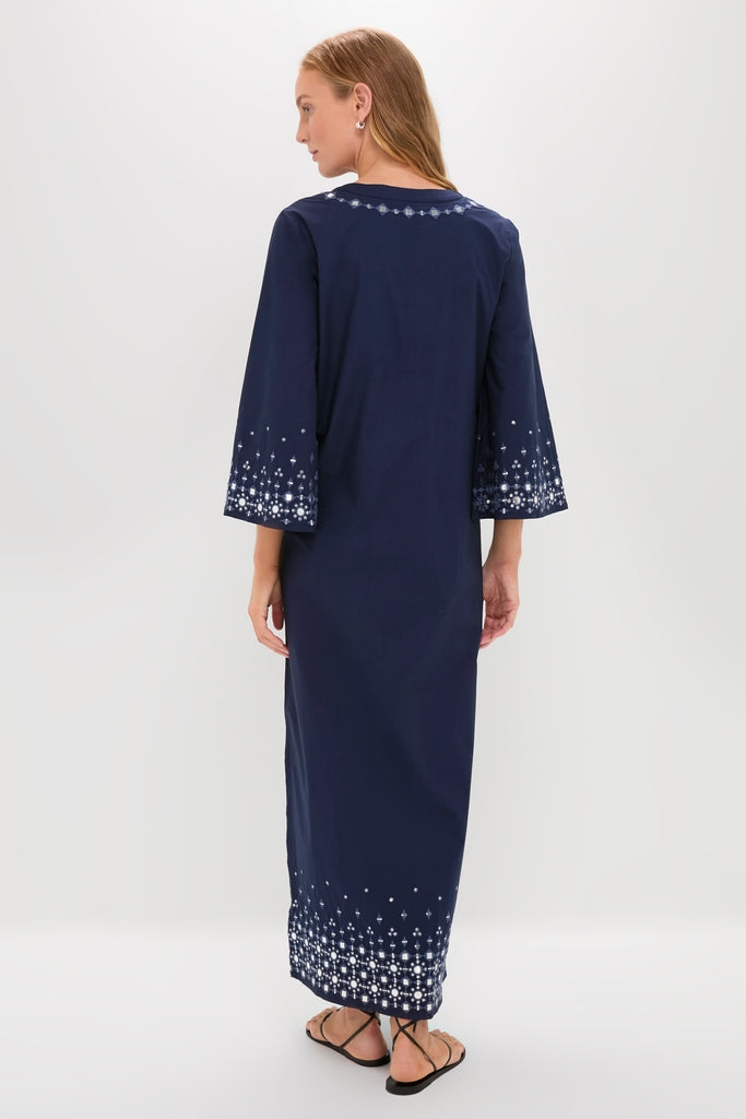 Navy Mirror Embellished Lorena Caftan