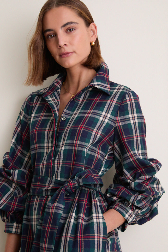 Navy Multi Plaid Alessia Maxi Dress
