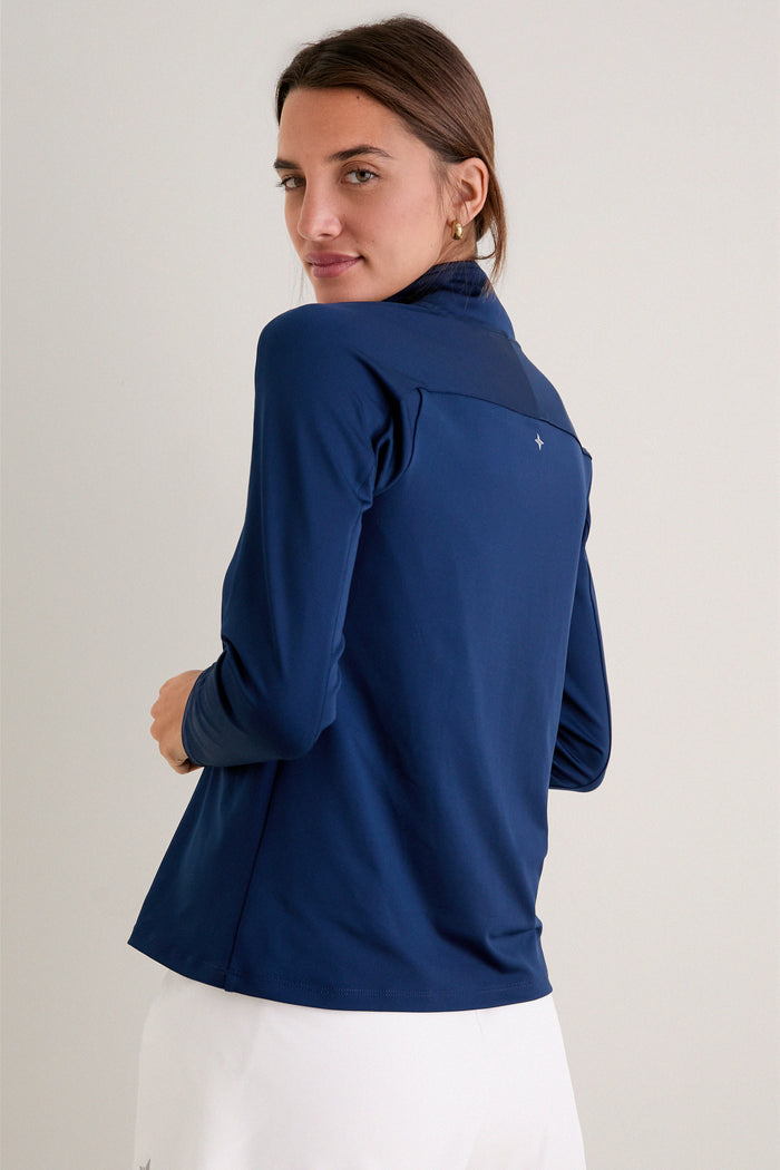 Navy Performance Jersey Carver Quarter Zip Tee