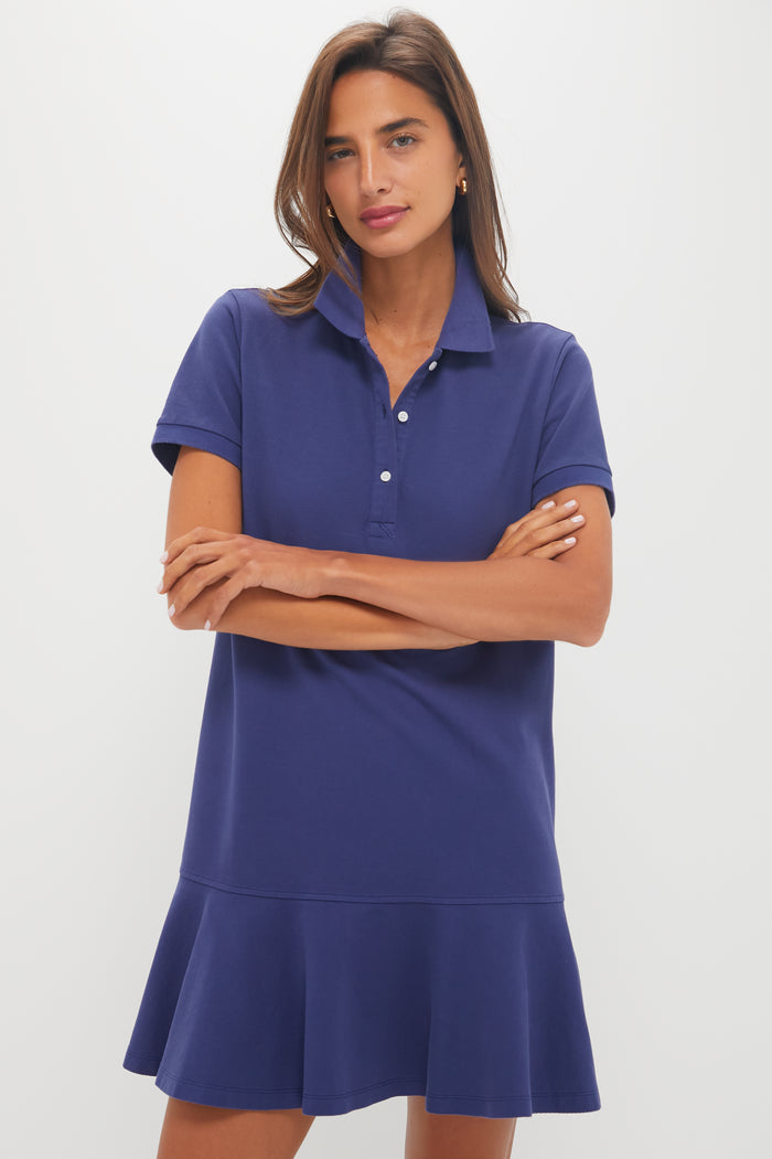 Navy Pique May Polo Dress