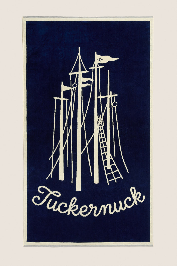 Navy Sailboat Oversized Beach Towel