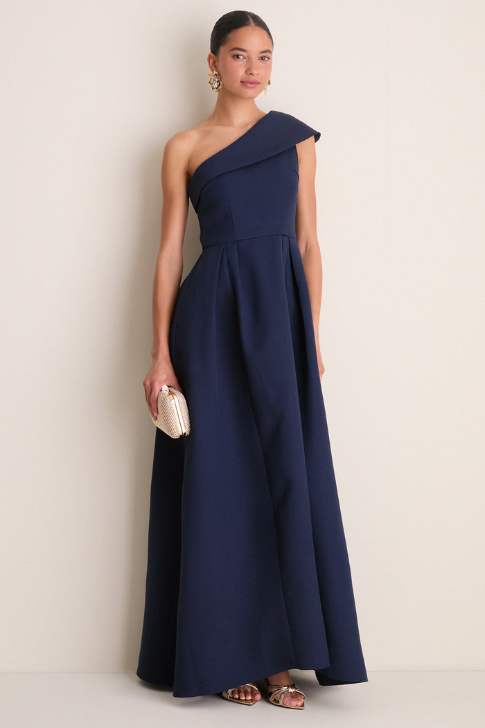 Navy Saphine One Shoulder Gown