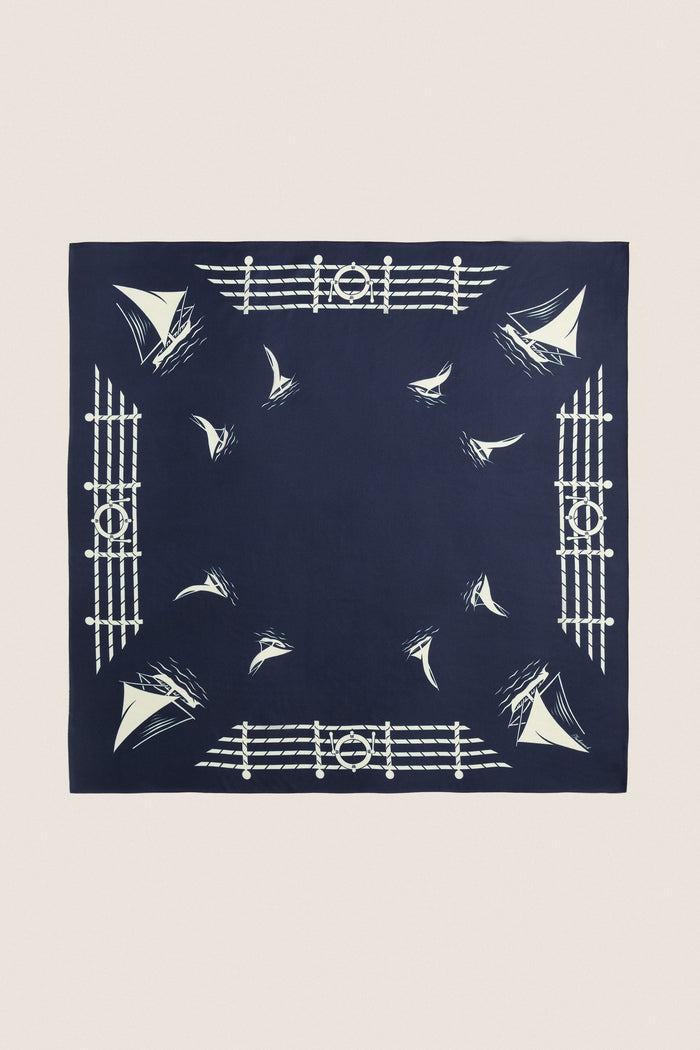 Navy Ships Medium Silk Scarf