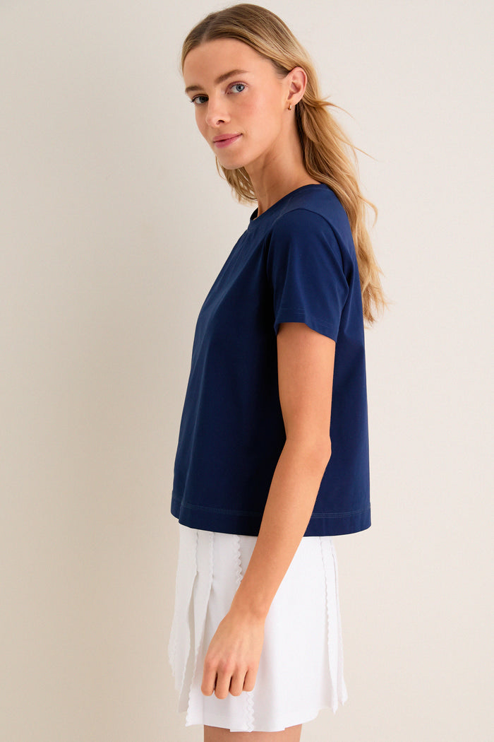 Navy Short Sleeve Performance Cotton Sasha Tee
