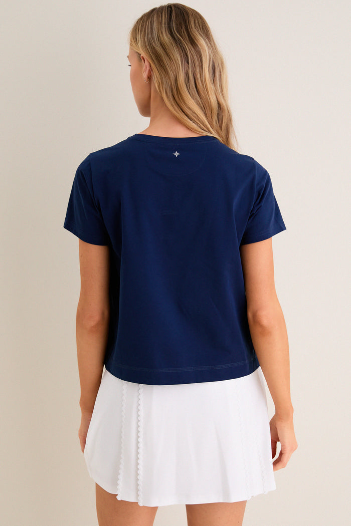 Navy Short Sleeve Performance Cotton Sasha Tee