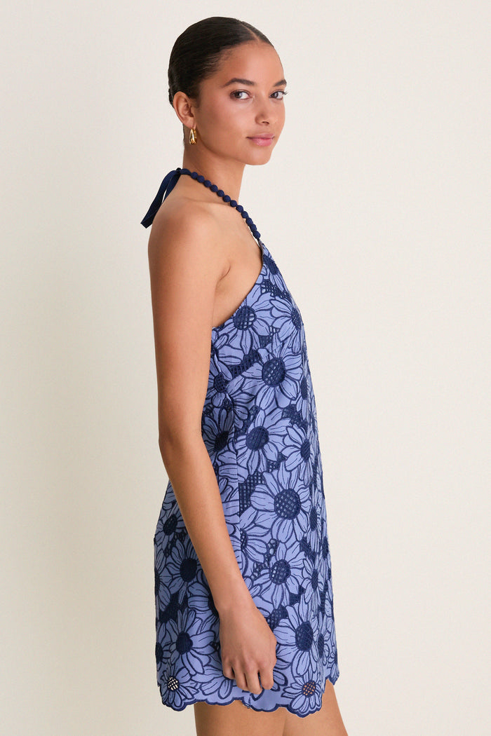 Navy & Slate Sunflower Eyelet Helen Mini Dress