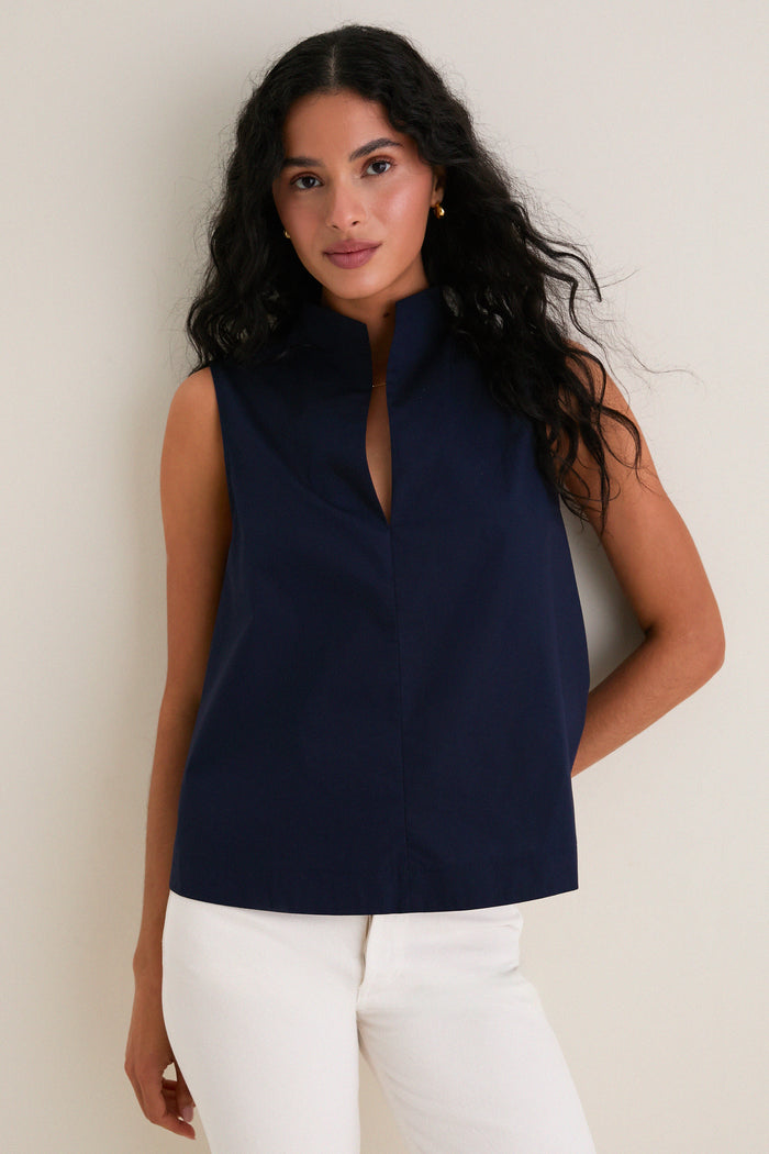 Navy Sleeveless Celeste Top