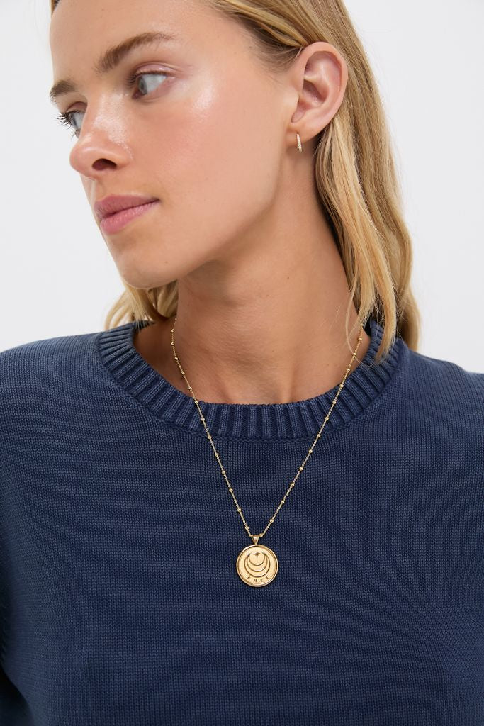 Navy Stone Washed Cotton Anne Crewneck Sweater