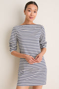 Navy Stripe Boatneck Tuzzi Mini Dress