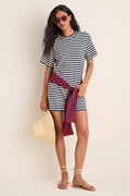 Navy Stripe Combo Lottie T-Shirt Mini Dress