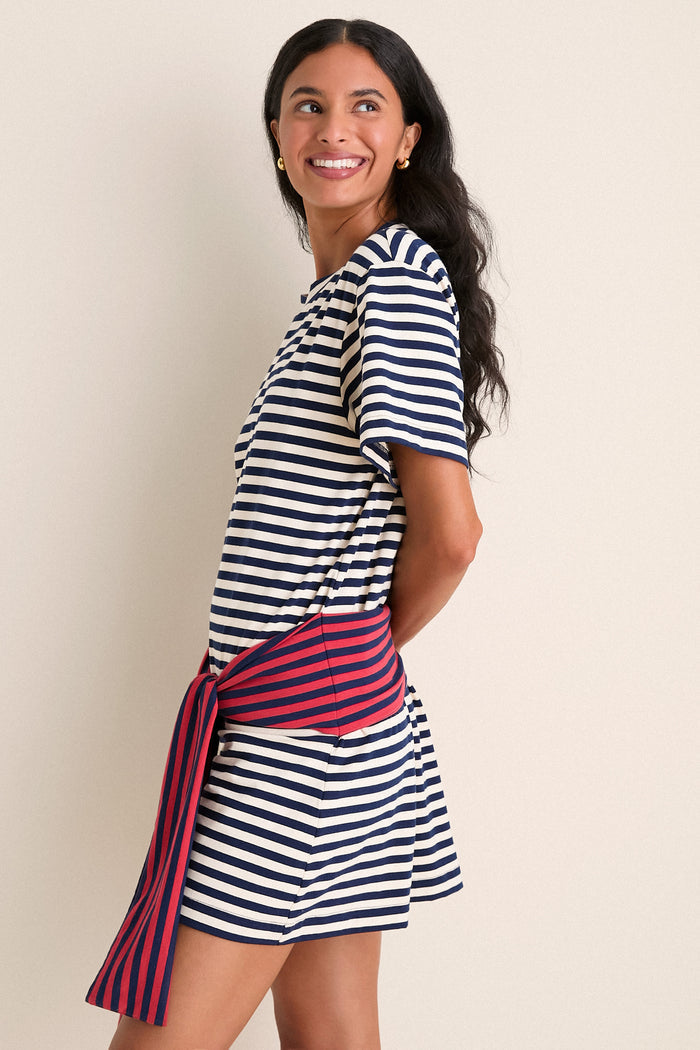 Navy Stripe Combo Lottie T-Shirt Mini Dress