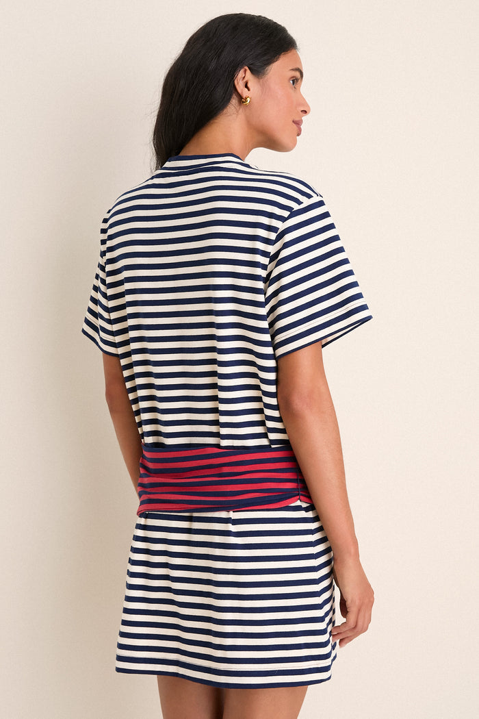 Navy Stripe Combo Lottie T-Shirt Mini Dress