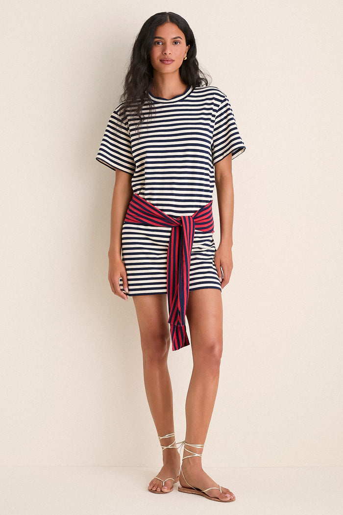 Navy Stripe Combo Lottie T-Shirt Mini Dress