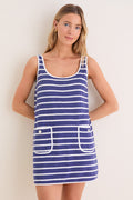 Navy Stripe Mini Terrycloth Coverup