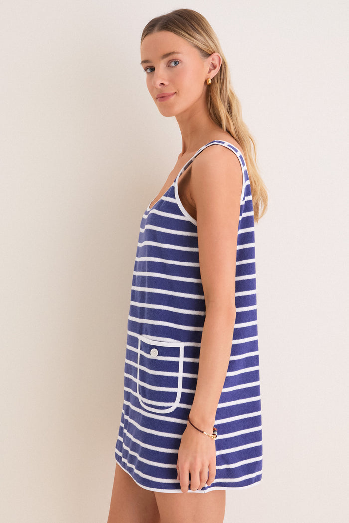 Navy Stripe Mini Terrycloth Coverup