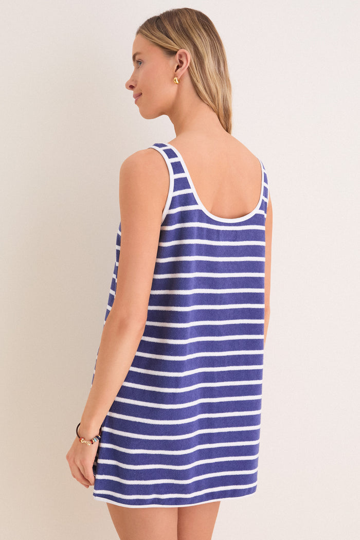 Navy Stripe Mini Terrycloth Coverup