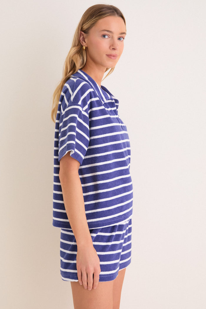 Navy Stripe Terrycloth Tybee Top
