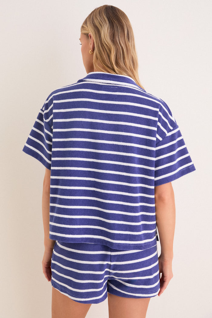 Navy Stripe Terrycloth Tybee Top