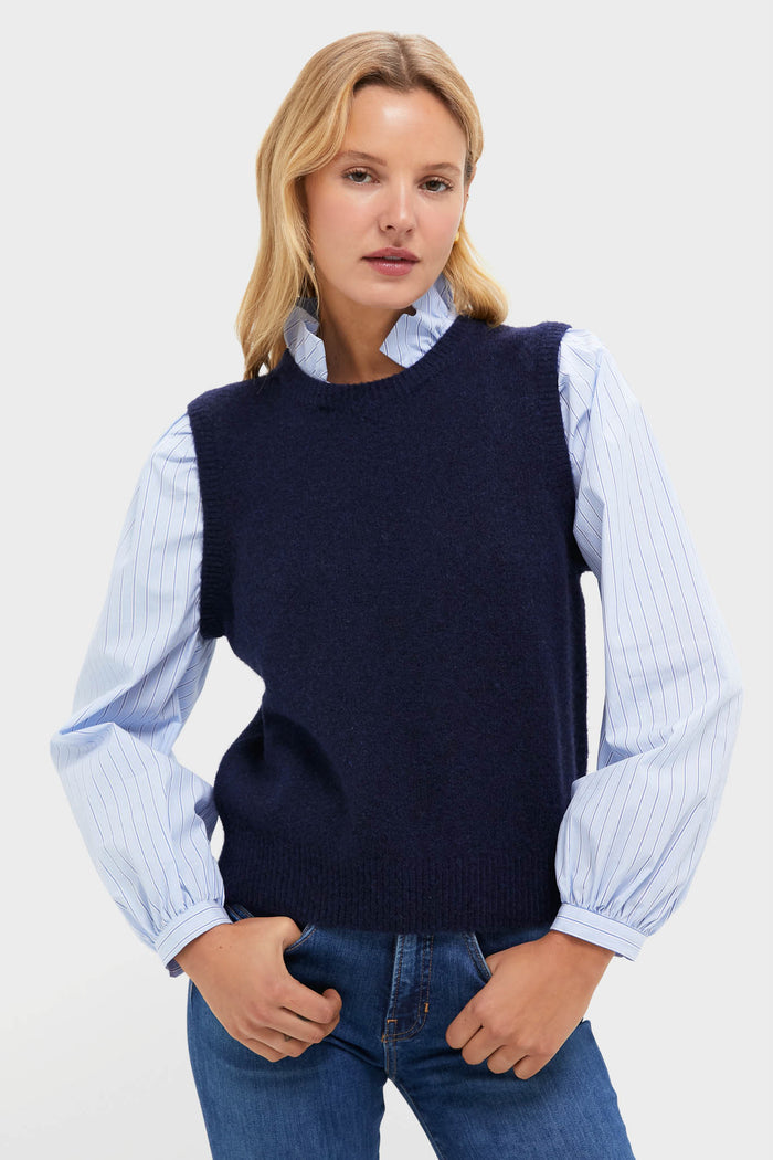 Navy Striped Ella Sweater Blouse