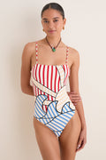 Navy Striped Off-White One Piece