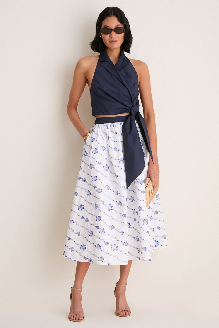 Navy Wrapped Up Halter Top