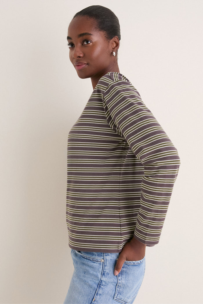 Neutral Collegiate Stripe Morris Tee