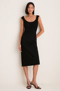 Noir Crepe Romy Midi Dress
