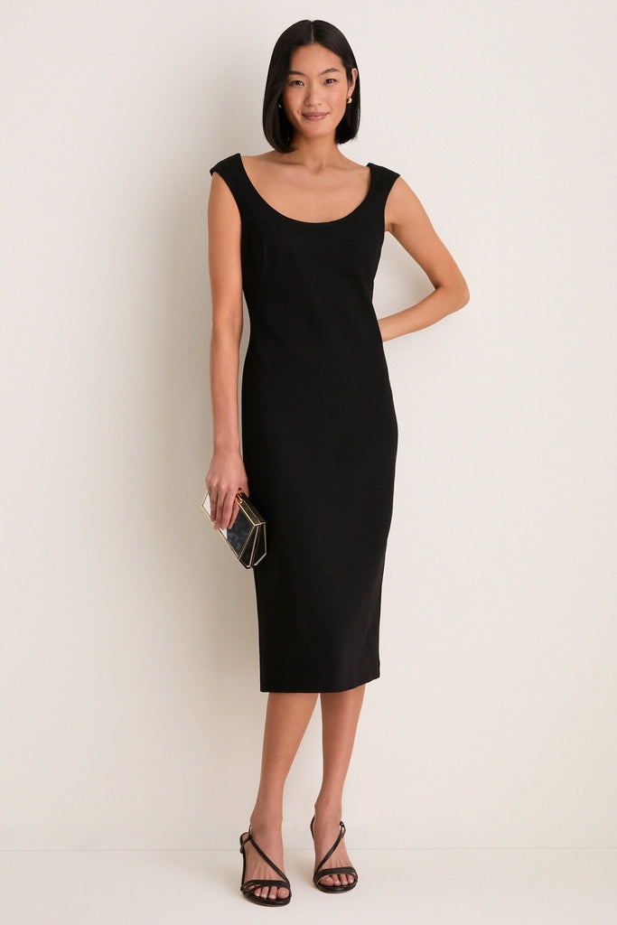 Noir Crepe Romy Midi Dress