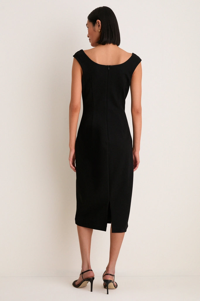 Noir Crepe Romy Midi Dress