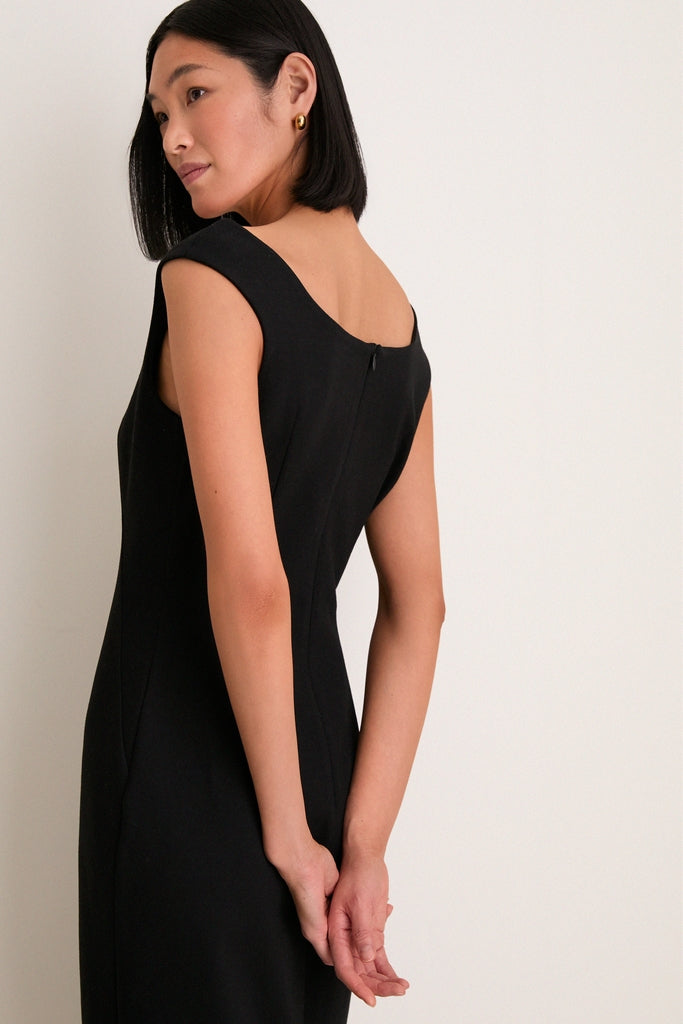 Noir Crepe Romy Midi Dress