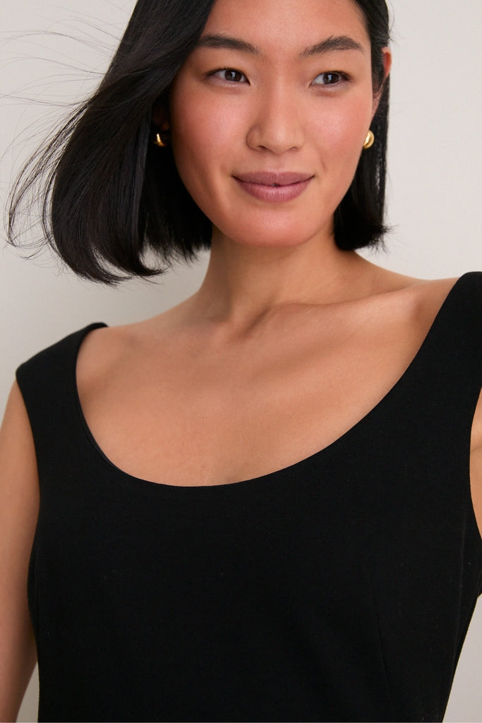Noir Crepe Romy Midi Dress