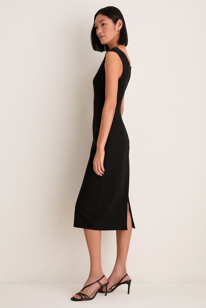 Noir Crepe Romy Midi Dress