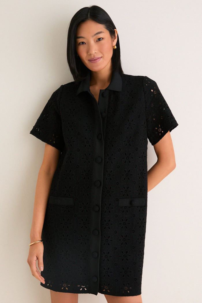 Noir Crochet Tile Jeanine Shift Dress