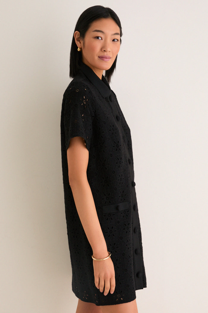 Noir Crochet Tile Jeanine Shift Dress