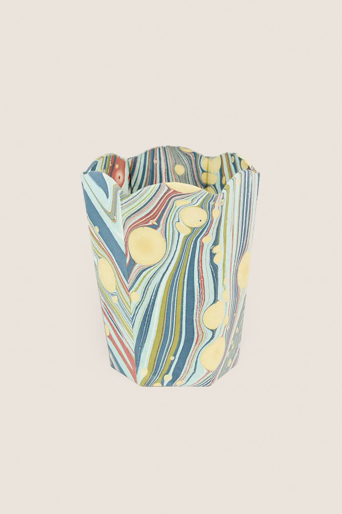Ocean Fire Whirl Marble Scalloped Pen Pot