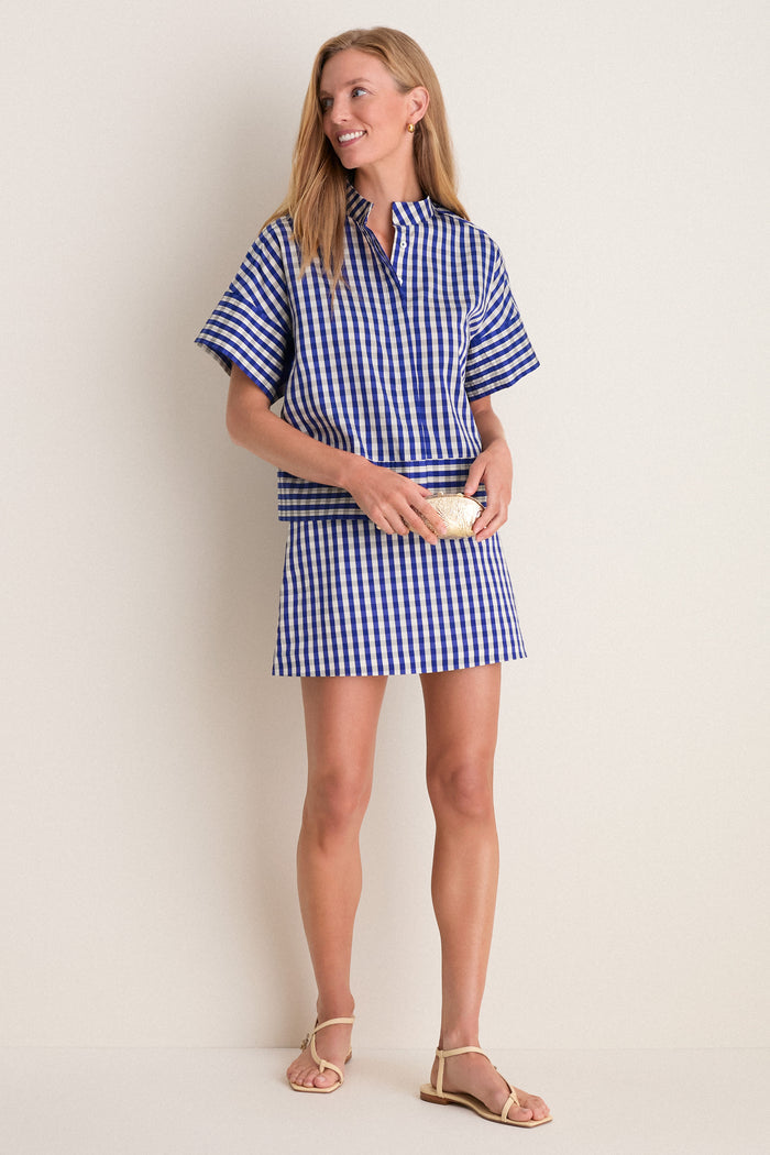 Ocean Gingham Meg A-Line Mini Skirt