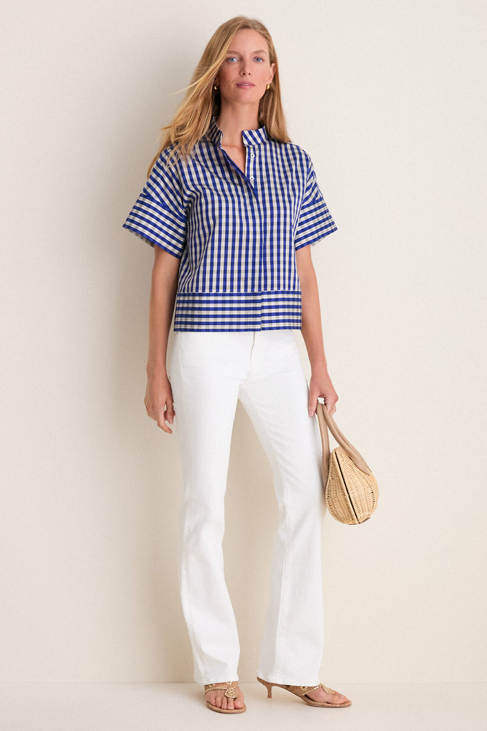 Ocean Gingham Sofia Stitch Shirt