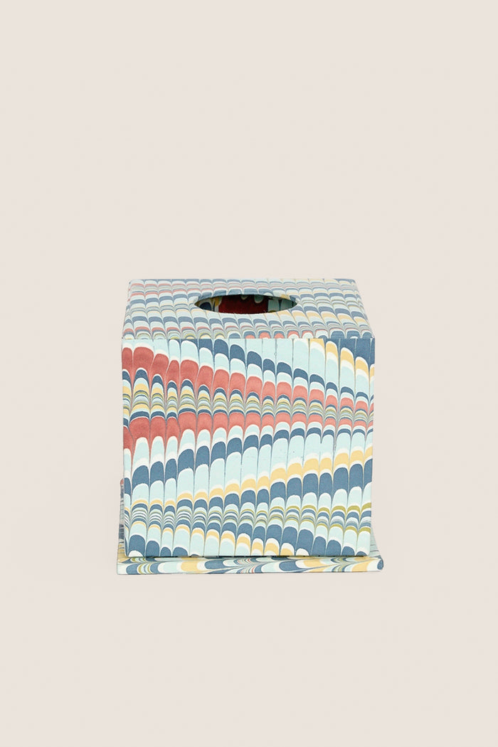 Ocean Mountain Hand Marbled Square Tissue Box