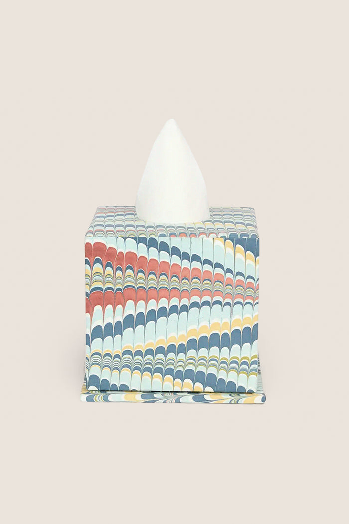 Ocean Mountain Hand Marbled Square Tissue Box