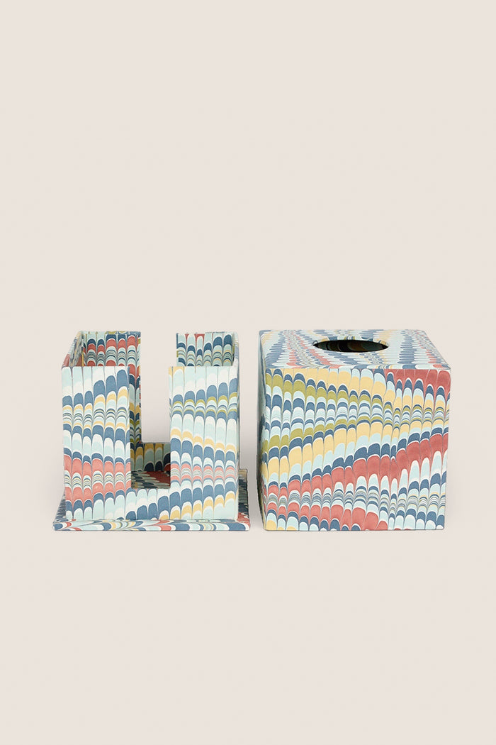 Ocean Mountain Hand Marbled Square Tissue Box