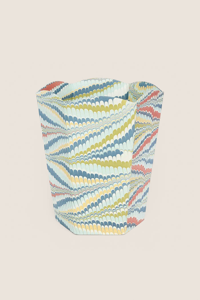 Ocean Mountain Marbled Scalloped Collapsible Basket