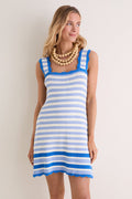 Ocean Stripe Crochet Brookside Mini Dress
