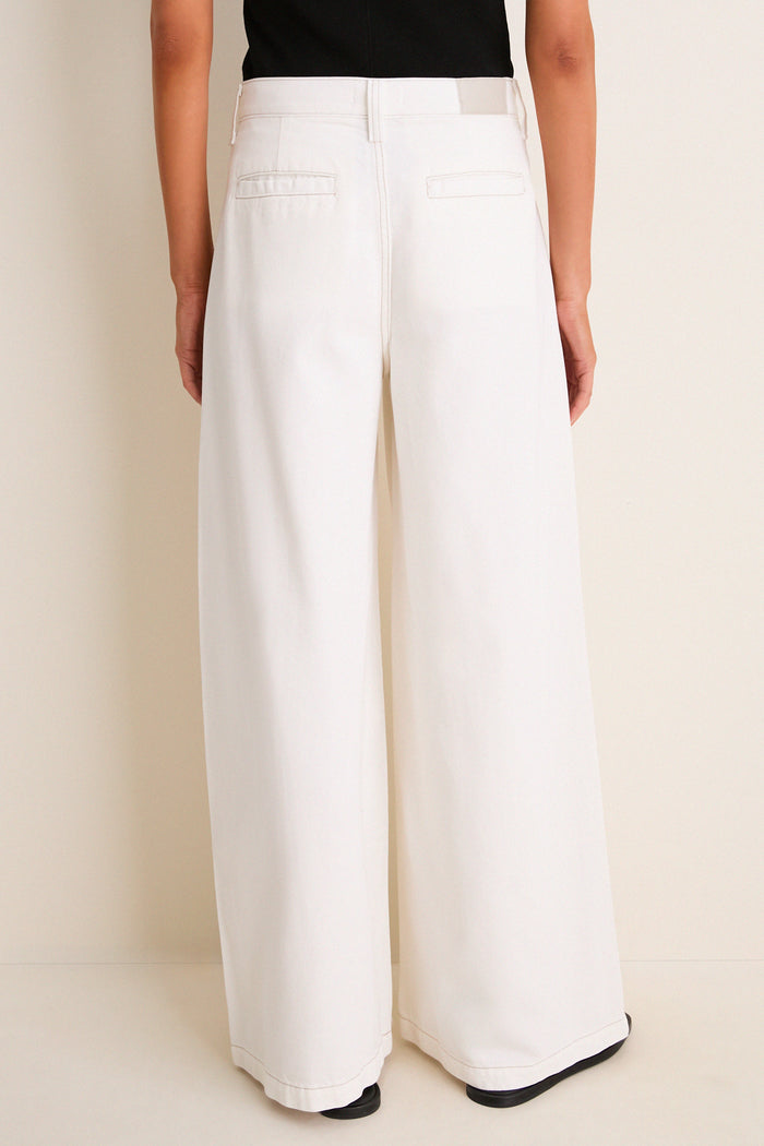 Off White Delphine Pleated Denim Wide Leg
