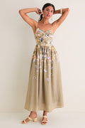 Olive Blue Floral Yvette Maxi Dress