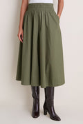 Olive Cotton Poplin Niki Circle Skirt
